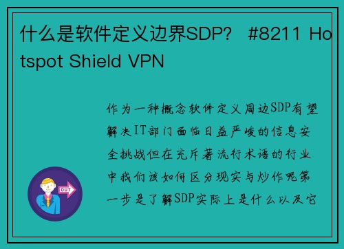 什么是软件定义边界SDP？ #8211 Hotspot Shield VPN